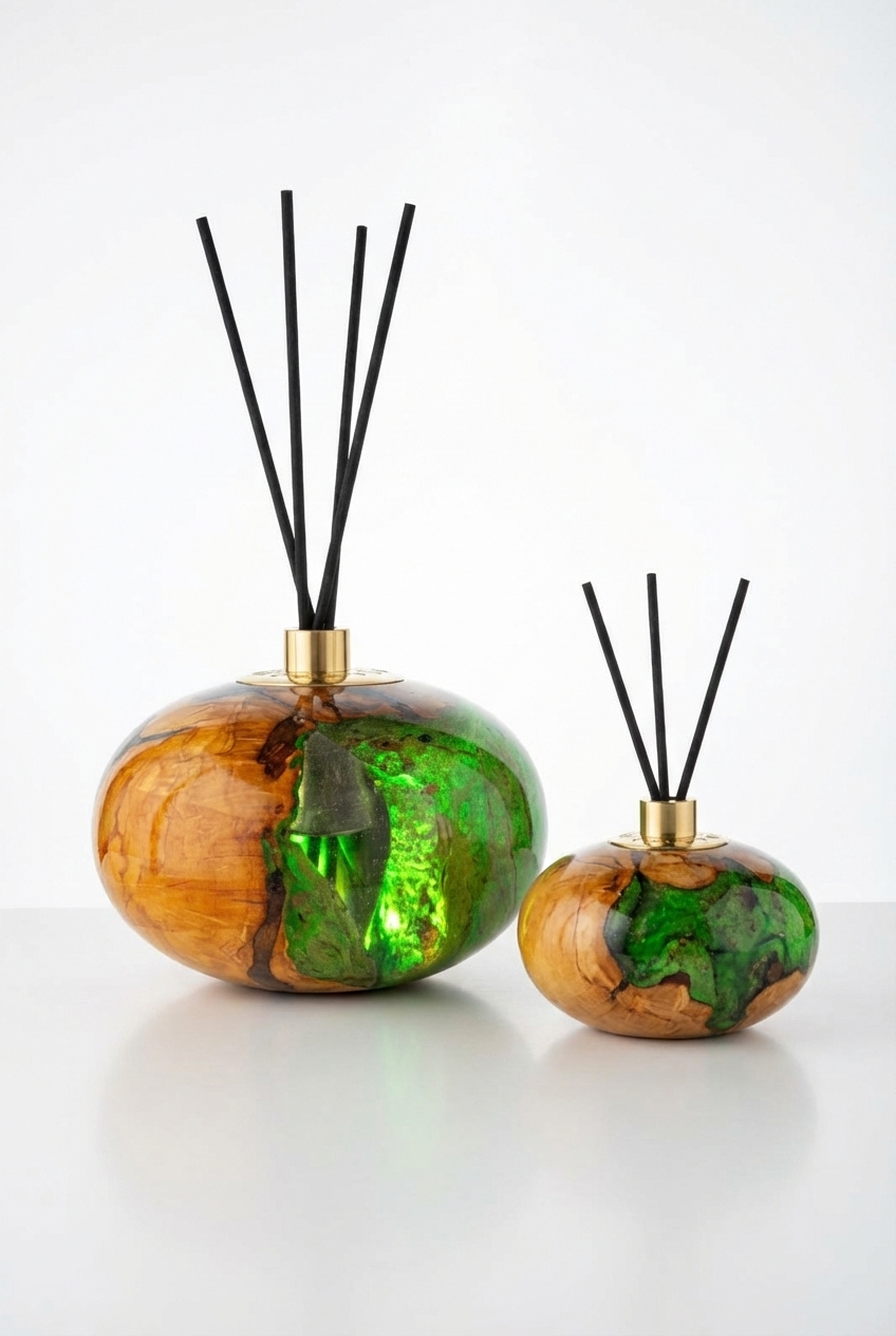 HANDMADE WOOD HOME DIFFUSER GREEN - XL