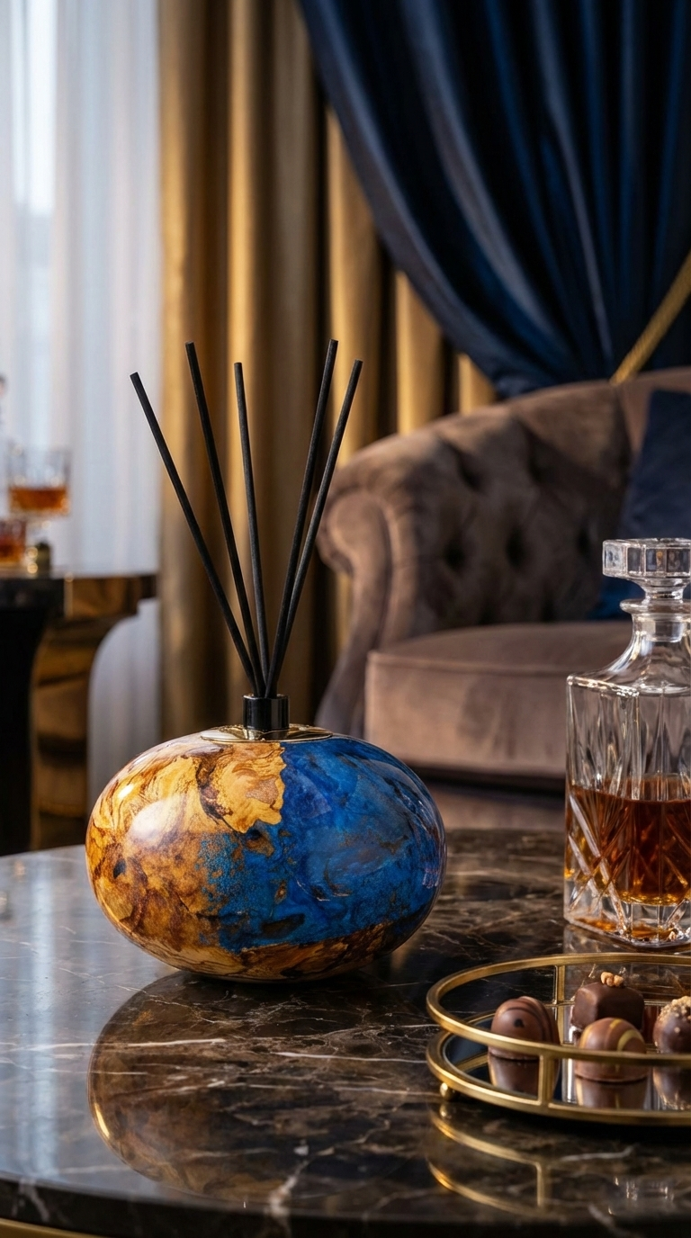 HANDMADE WOOD HOME DIFFUSER DARK BLUE